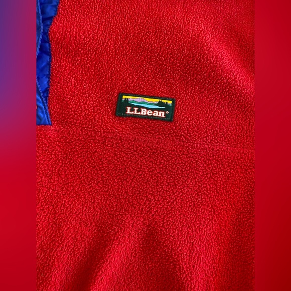 L.L. Bean Red Button Up Pull Over Sweater with Blue Trim Vintage Hiker Medium - Picture 4 of 9